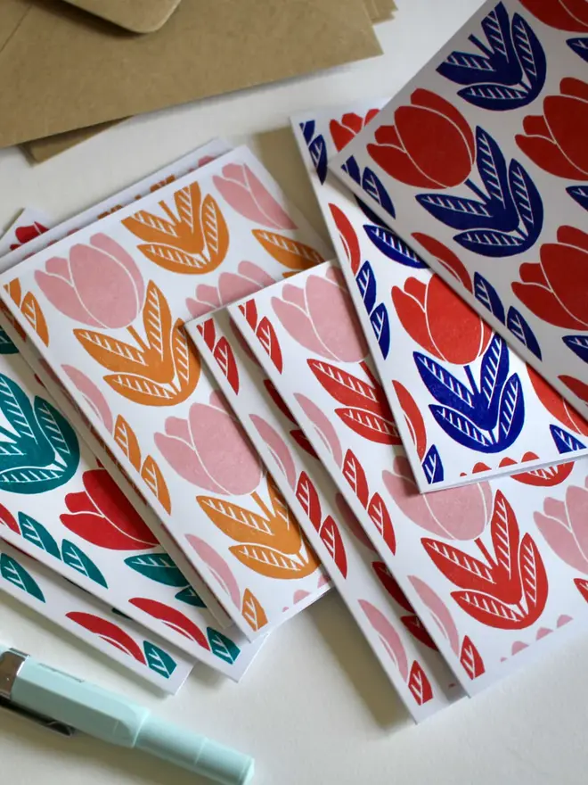 tulip print notecard set