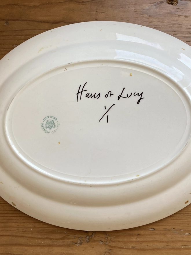 Haus of Lucy signature on back of plate.