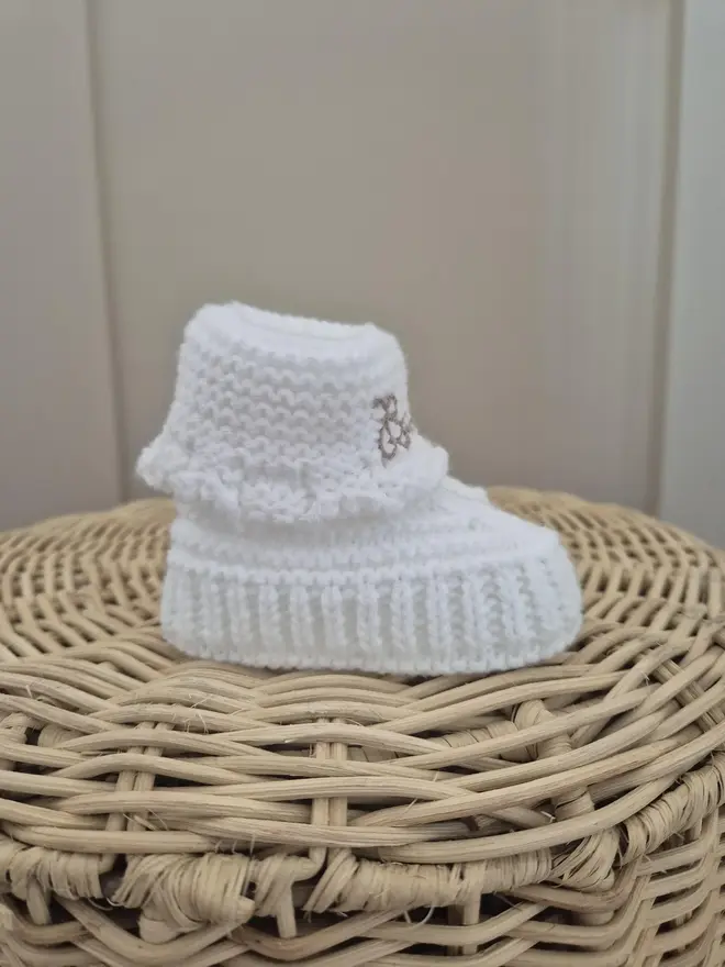 Personalised Hand Embroidered Baby Booties