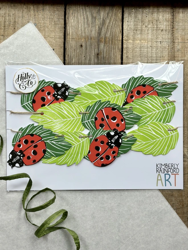 Lucky Ladybird Ladybug Linocut Garland 