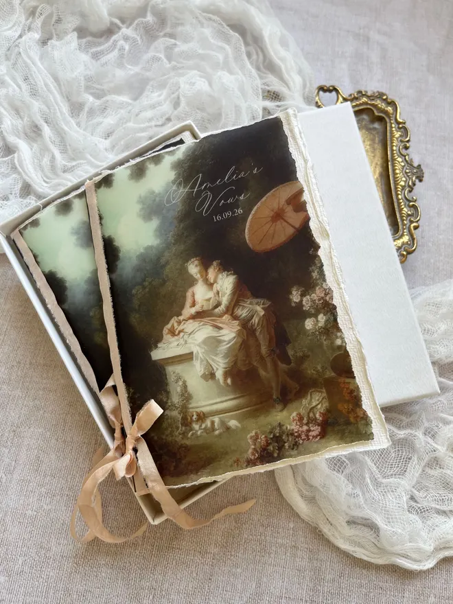 Rococo style Vow booklets with gift box