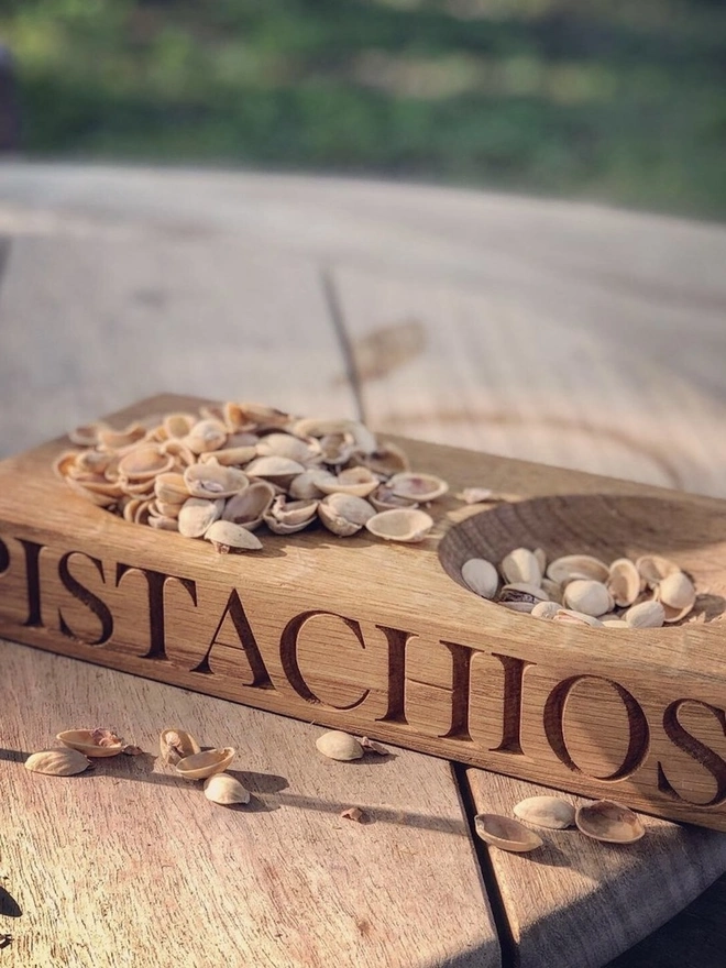 Personalised Oak Pistachios Bowl