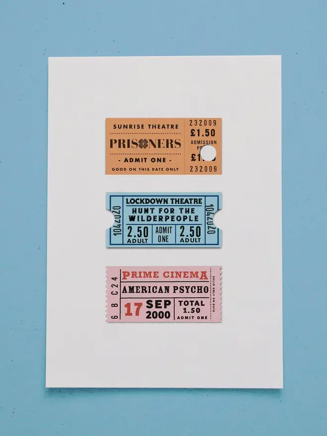 personalised 3 cinema ticket print