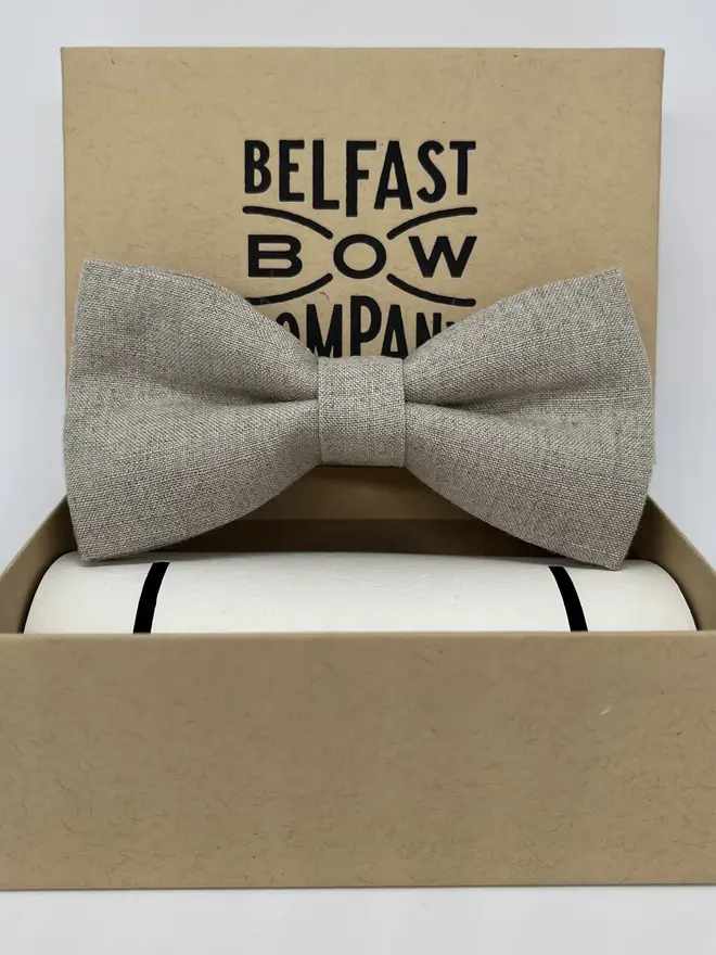 natural irish linen bow tie