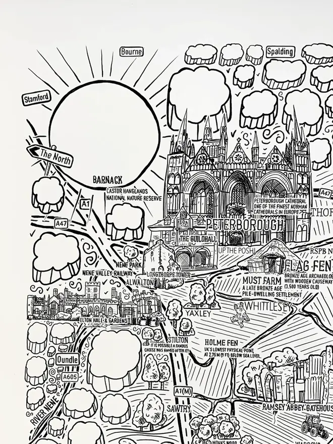 Cambridgeshire Poster Wall Art Print Top Left