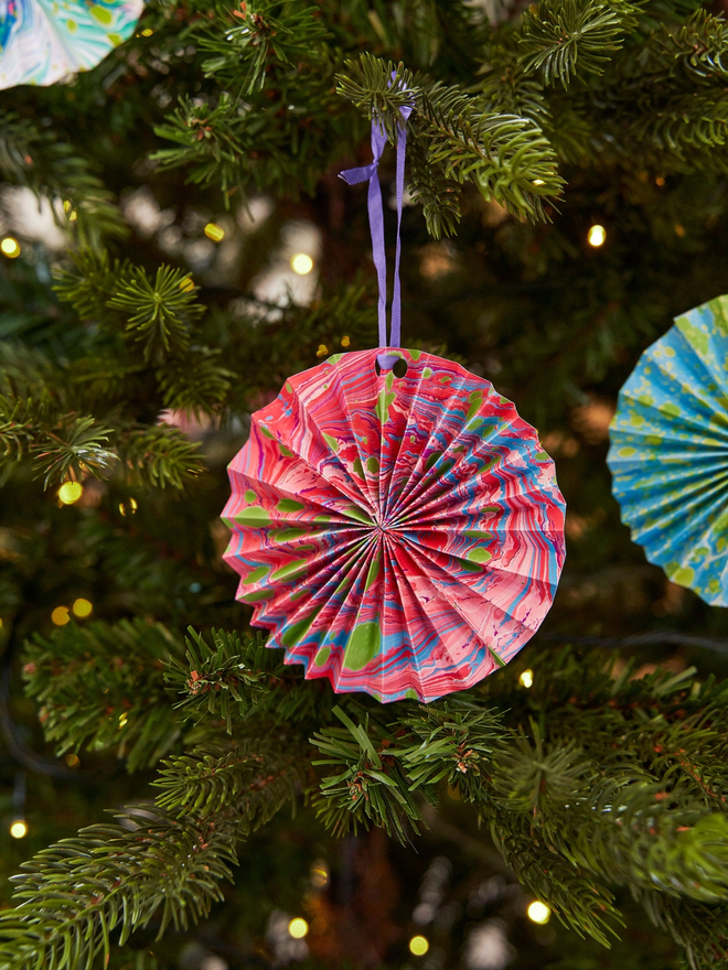 Hand Marbled Pinwheel Hanging Decoration