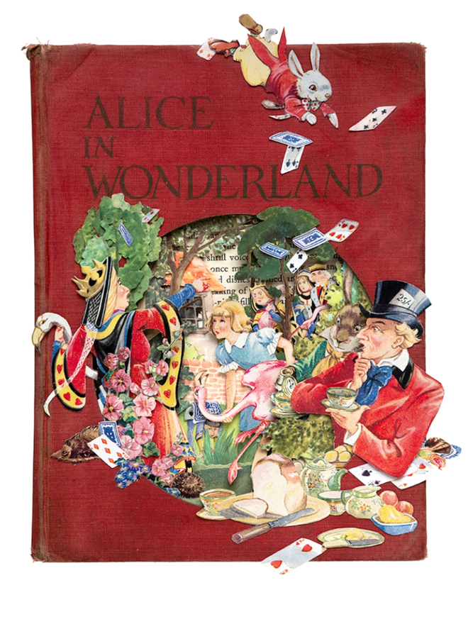 Alice in Wonderland III 'Picture Book' print of an original collaged artwork.