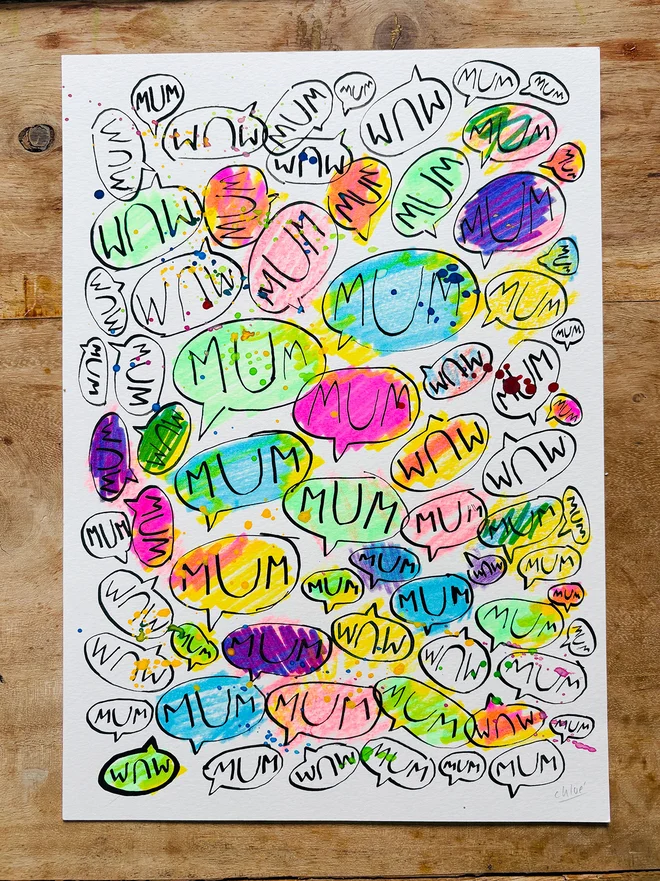 "Mum Mum Mum'' Handwritten Original Artwork