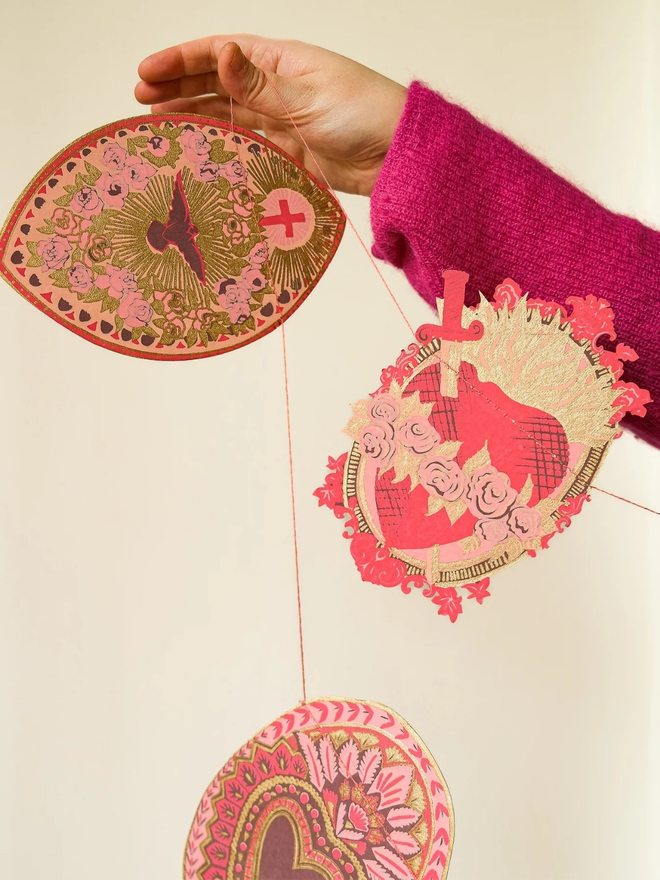 Saint Valentine Heart Sewn Garland