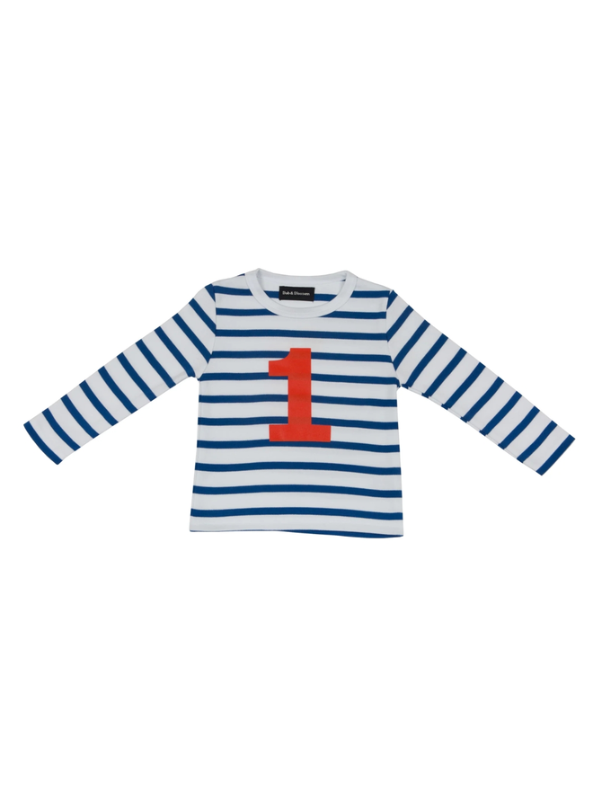 French Blue & White Breton Striped Number 1 T Shirt