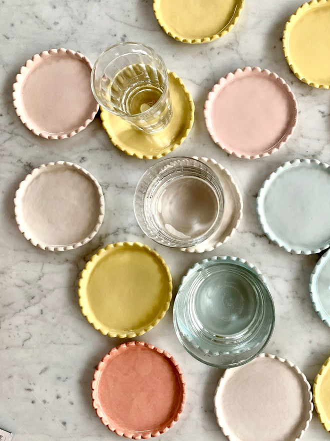 Scalloped Edge Ceramic Coasters