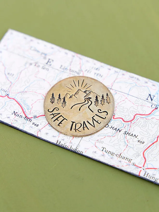Safe Travels Stamped Coin