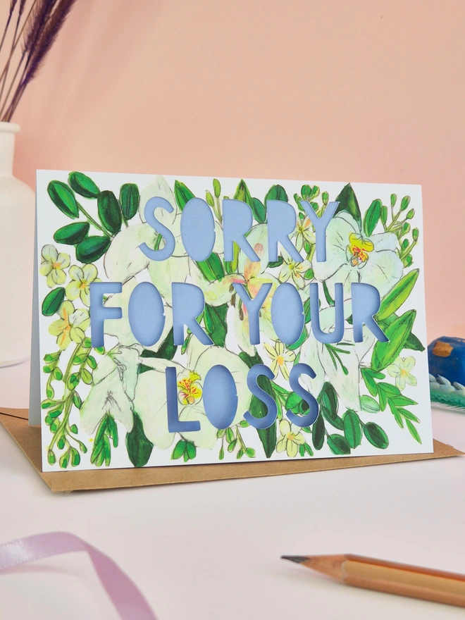 sorry for your loss paper cut sympathy card