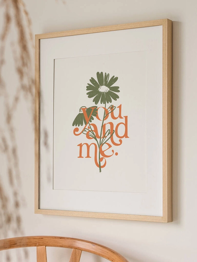 'You And Me' Floral Illustration Print