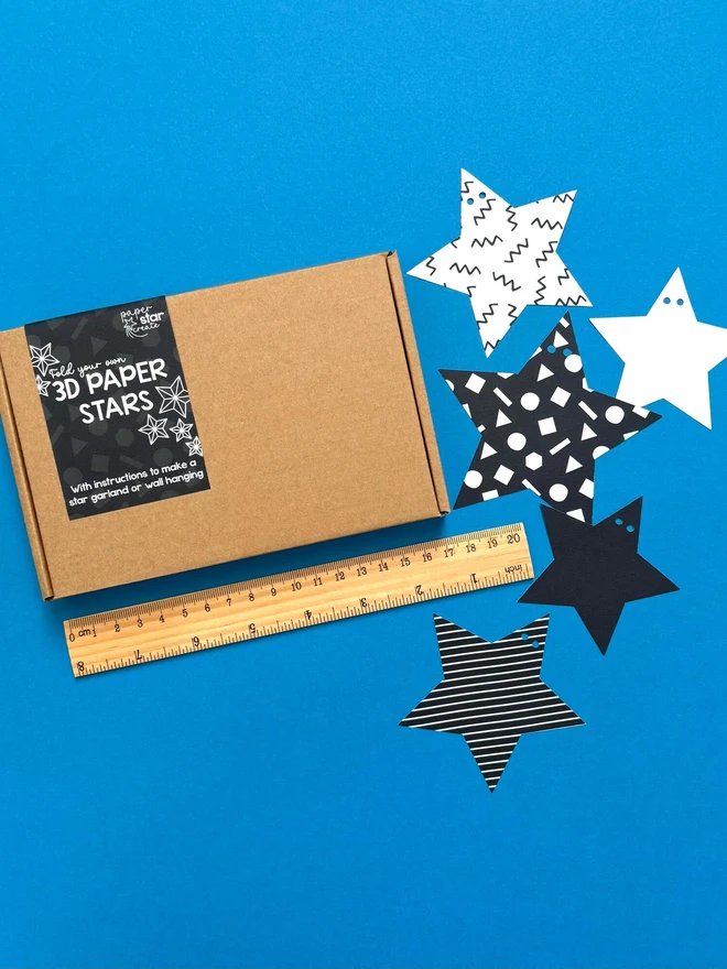 3D Paper Star Garland Kit: Black & White Origami
