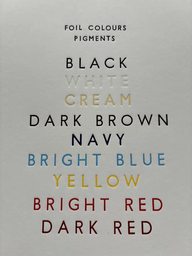 List of Keep Collect Pigment Colour Foil options