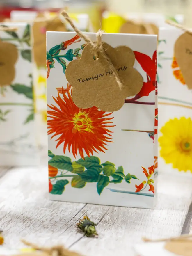 floral personalised wedding favour gift bags