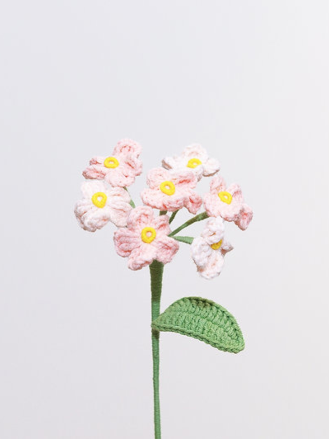 forget me not crochet flower stems pink 