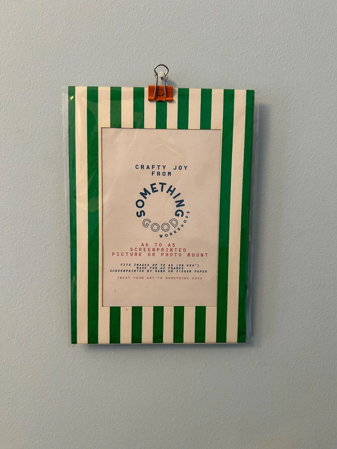 A5 Hand Screen Printed Green Thick Or Thin Striped Frame