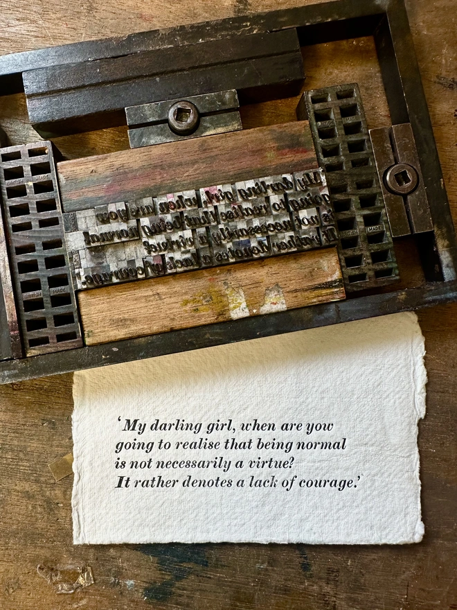Practical magic quote card with letterpress type