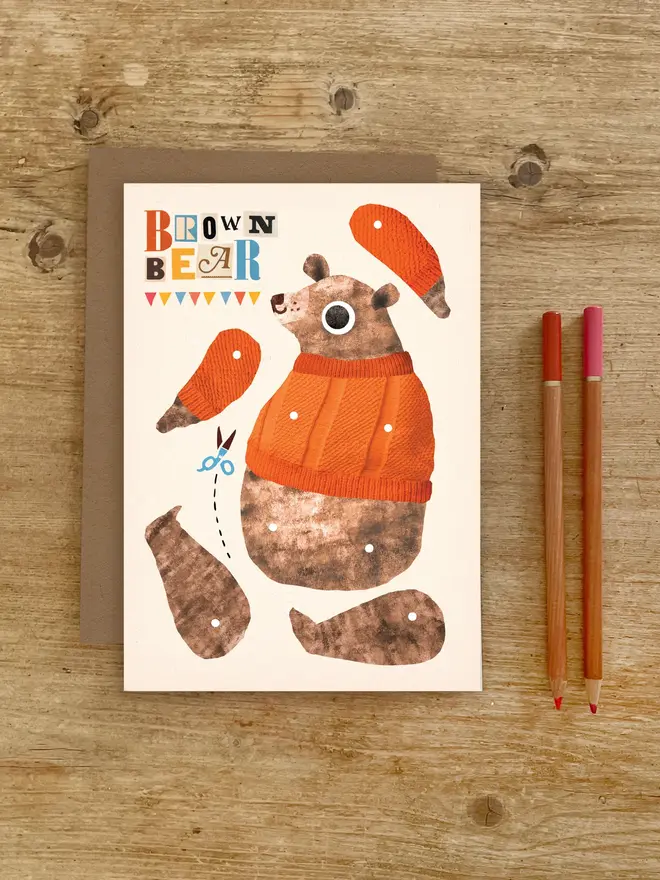 bear split pin puppet card