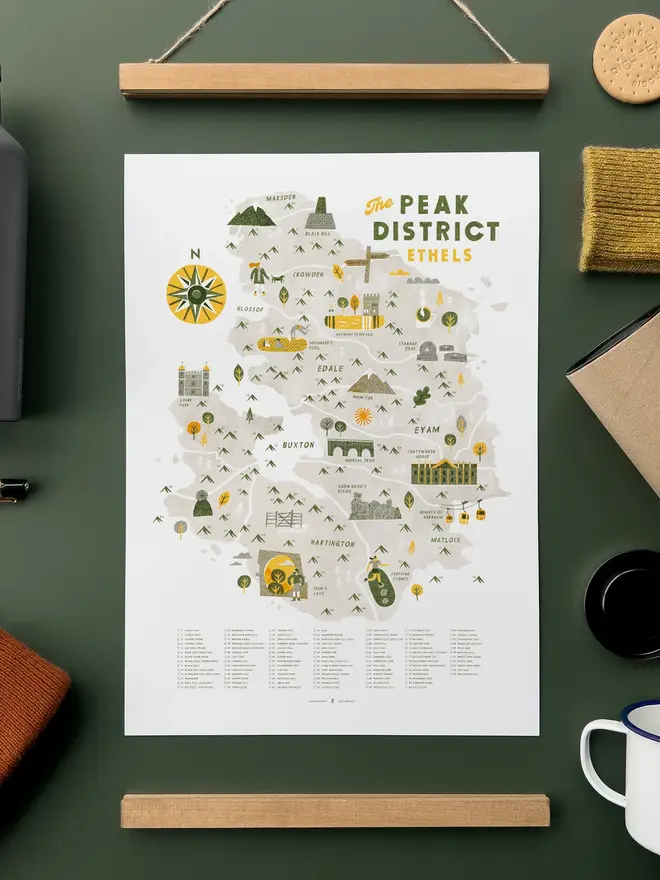 peak district ethels hiking map checklist