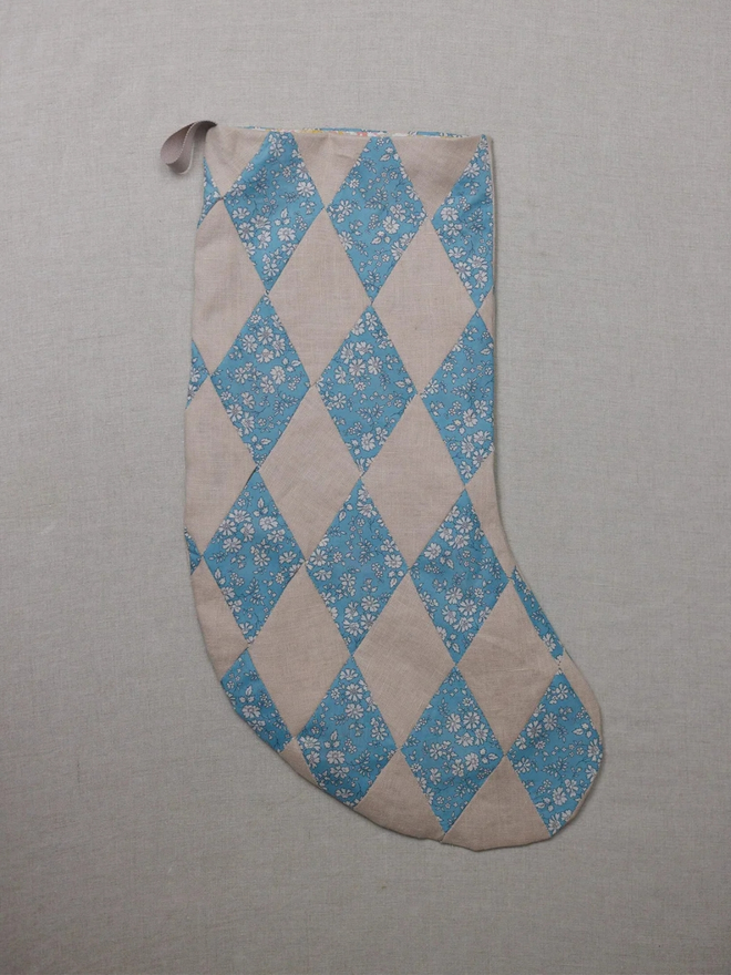 harlequin patchwork christmas stocking