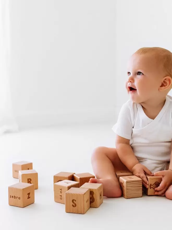 Wooden Alphabet Blocks in Play