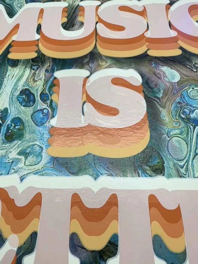 my music screenprint retro themed typography