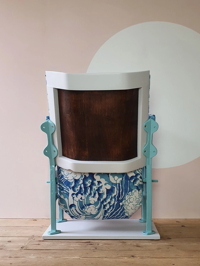 blue wave pattern vintage cinema seat