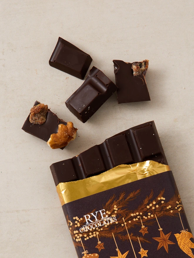 Walnut & Date Chocolate Bar - 80% Ugandan