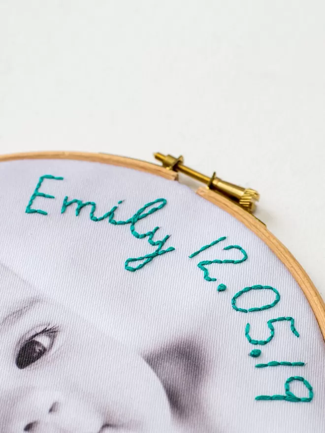 Personalised embroidery hoop