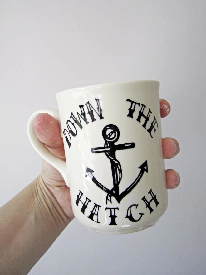 'Down the Hatch' Ceramic Anchor Mug