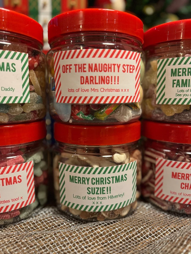 Personnalise Christmas Jars Retro Sweets Candyhouse