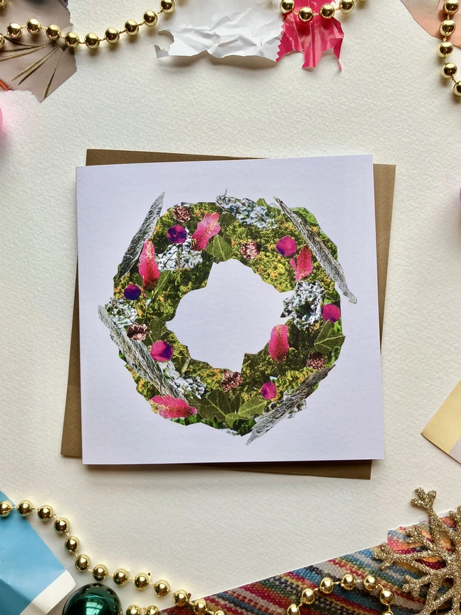 festive wreath christmas card 