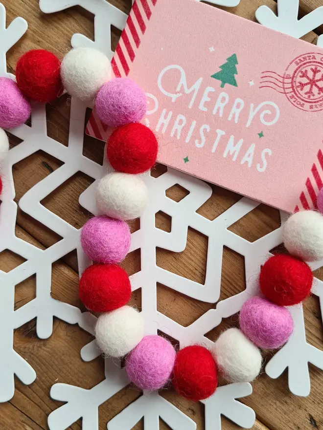 Pink Christmas Decor Felt Garland