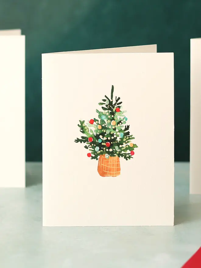 illustrated christmas tree card