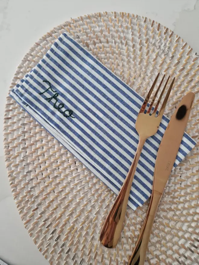 Personalised Hand Embroidered Name Napkins 