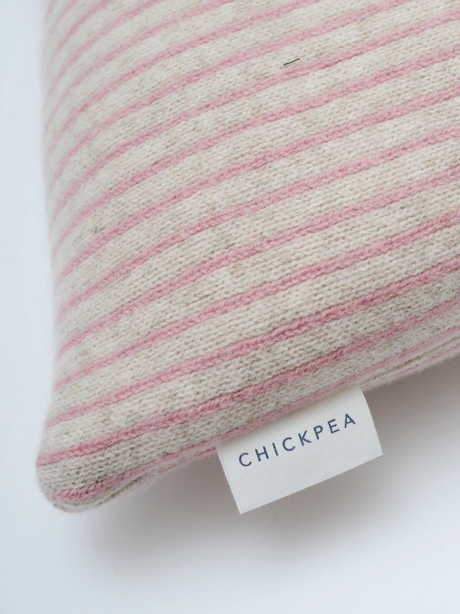 pink lambswool cushion stripe