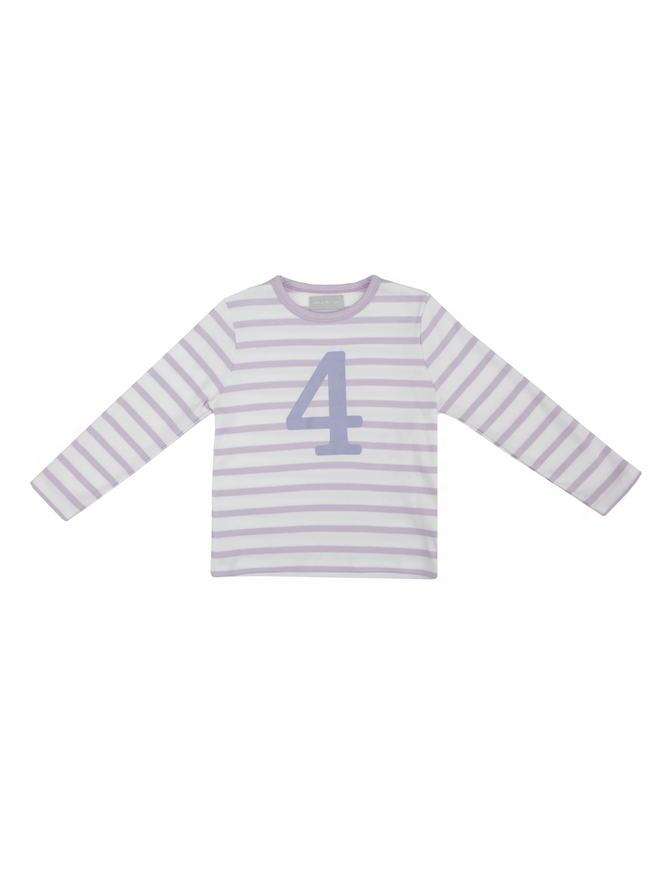 Parma Violet & White Breton Striped Number 4 T Shirt
