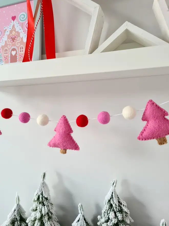 Pink Felt Christmas Tree Garland