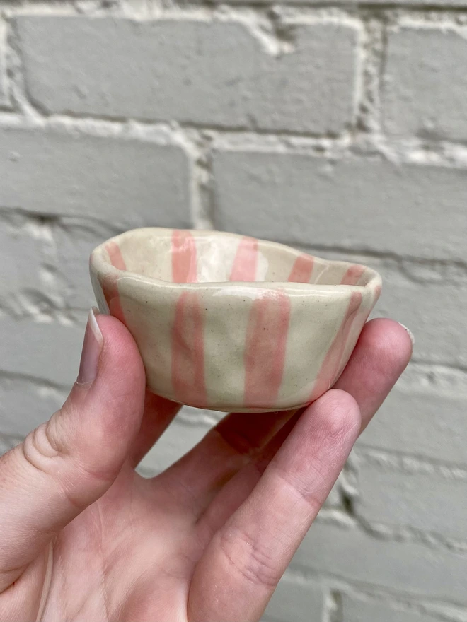 pink stripe trinket bowl