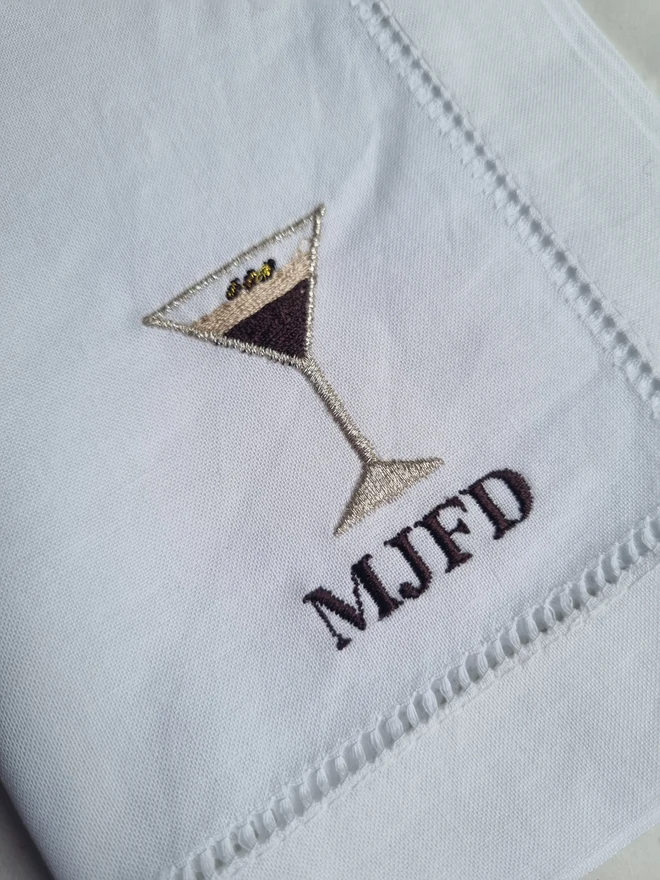 Embroidered Espresso Martini Napkins with initials