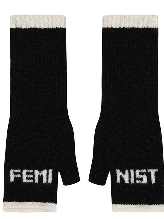 "Feminist" Fingerless Gloves 