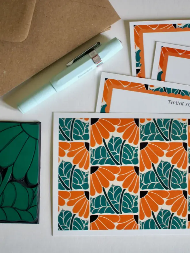 rudbeckia square print notecard set