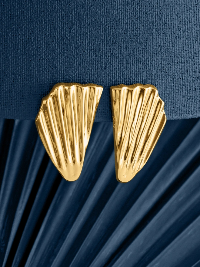 Loel Large Gold Fan Earrings