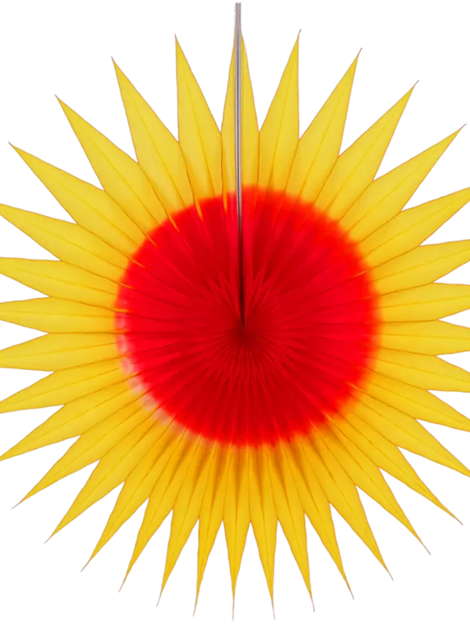 Pointed Two-Tone Fan 40cm, Mustard & Crimson