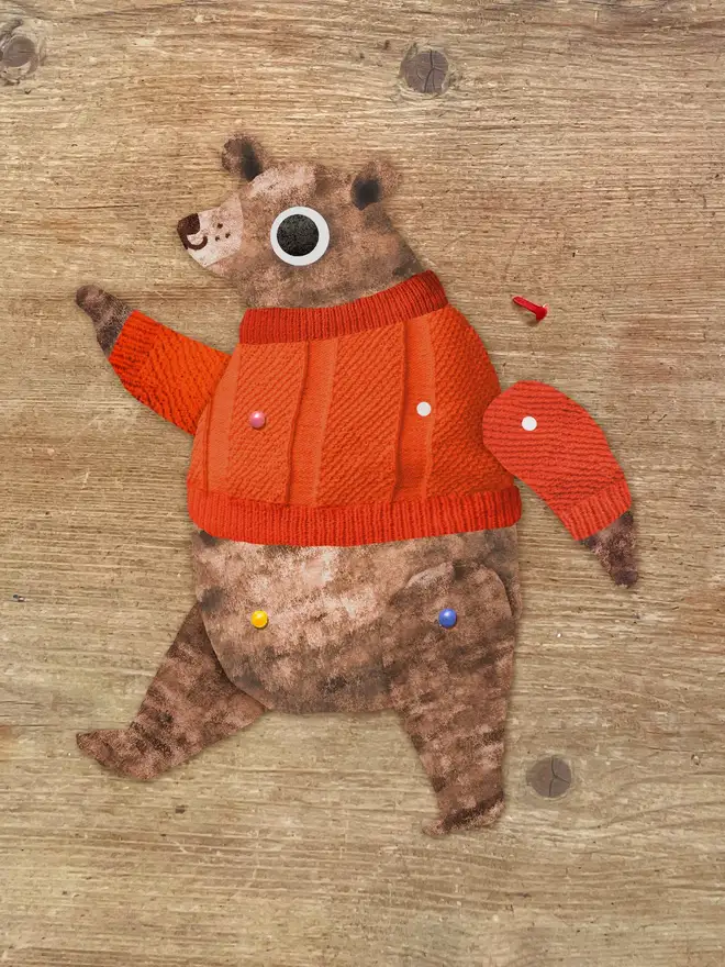 bear split pin puppet card