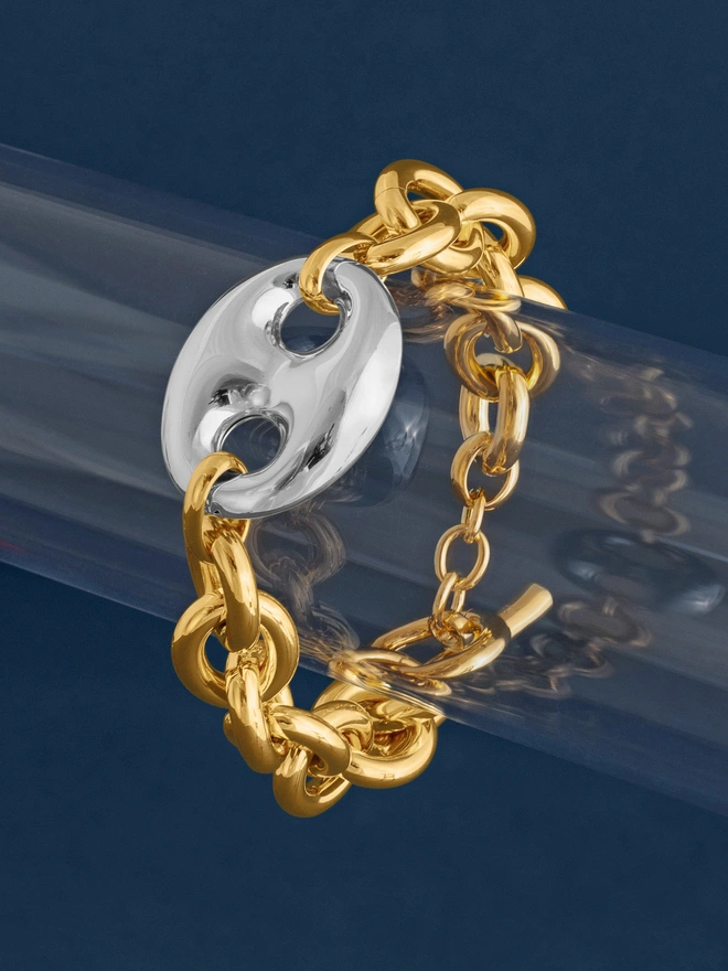 Loel Gold Mixed Metal Marina Link Bracelet