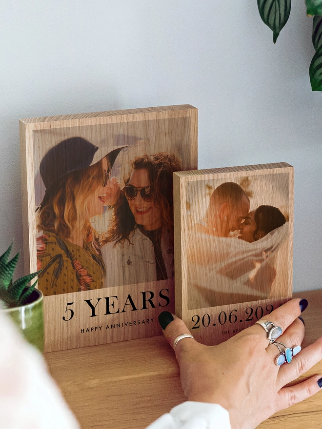 Drifting Bear Wedding Anniversary Photo Gift Wood Block